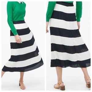 NWT J.Crew Pleated Midi Skirt Black & White Stripes